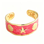 Women's Bangle with Maritime Shell and Starfish Design Fashion Glam