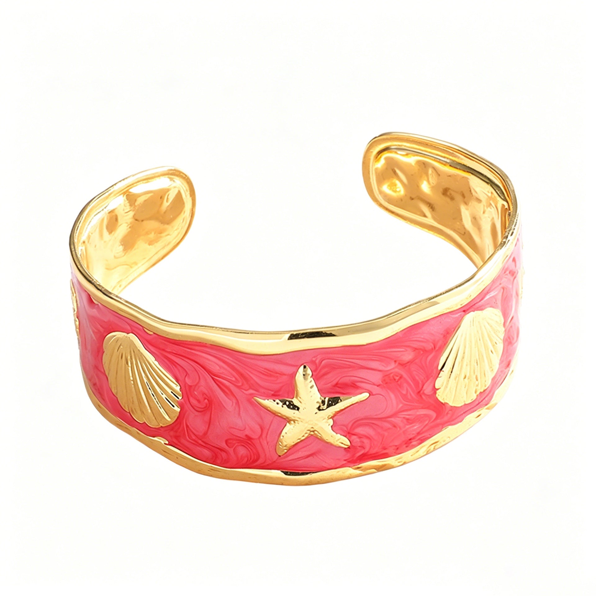 Women's Bangle with Maritime Shell and Starfish Design Fashion Glam