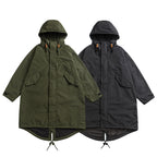 Unisex Oversize Wind and Waterproof Parka with Hood and Fish Tail Hem Fashion Glam
