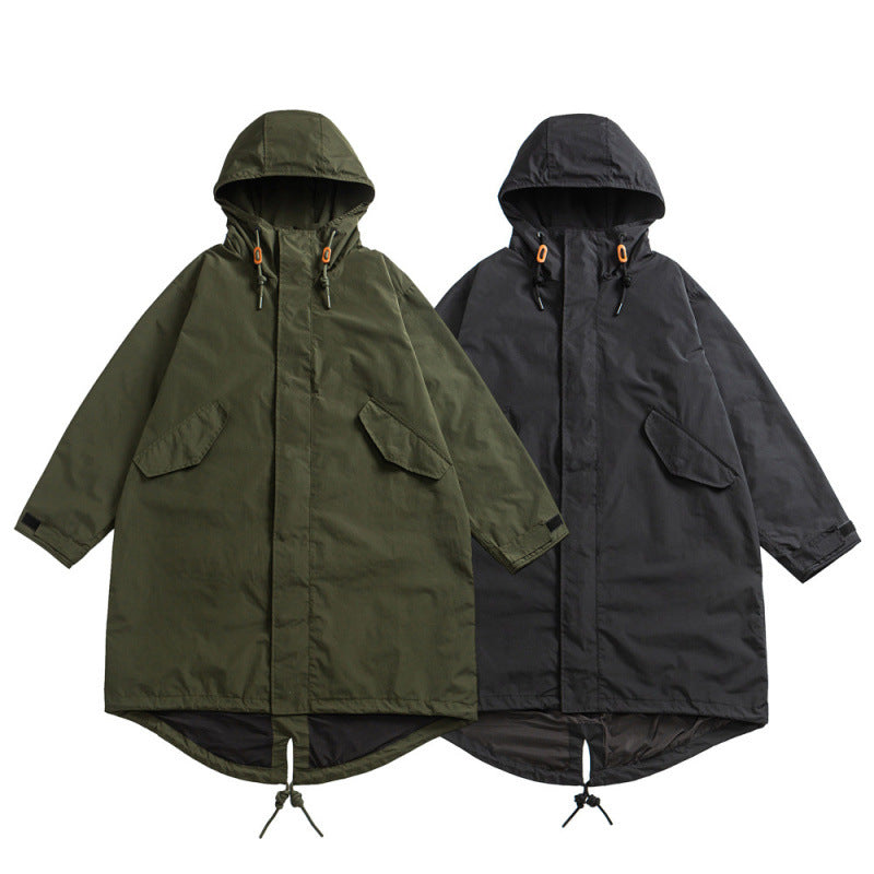 Unisex Oversize Wind and Waterproof Parka with Hood and Fish Tail Hem Fashion Glam