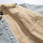 Unisex Oversize Denim Jacket with Teddy Lining and Sherpa Collar Fashion Glam