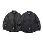 Unisex Oversize Check Flannel Shirt with Shirt Collar, Button Front and Rounded Hem Fashion Glam