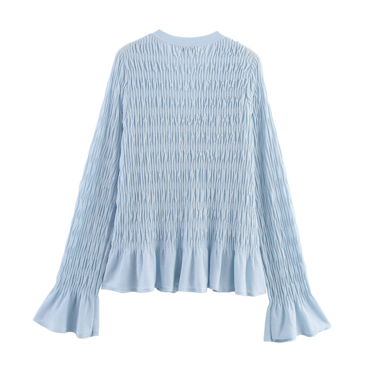 Women's gathered smock cardigan with V-neck and ruffle sleeves Fashion Glam