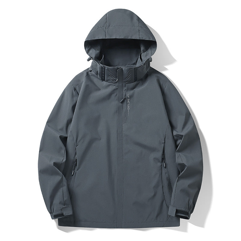 Men's waterproof and windproof technical hooded outdoor jacket with welded seams and breathable lining Fashion Glam