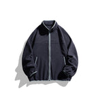 Unisex fleece jacket with full zip in oversized boxy cut, stand-up collar and contrast piping Fashion Glam
