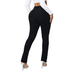 Women's Sculpting High-Waist Skinny Jeans with Knee Slits and Ankle Zippers Fashion Glam