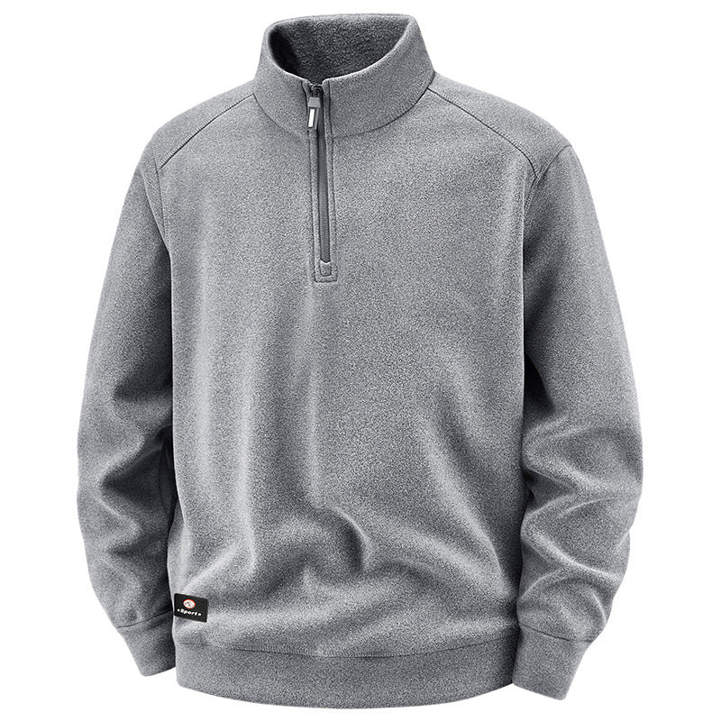 Men's Breathable Microfleece Half-Zip Sweater with Stand Collar and Raglan Sleeves Fashion Glam