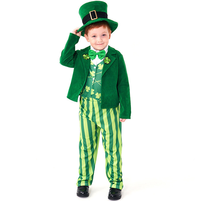 Men's costume as Irish Leprechaun with hat and detailed accents Fashion Glam
