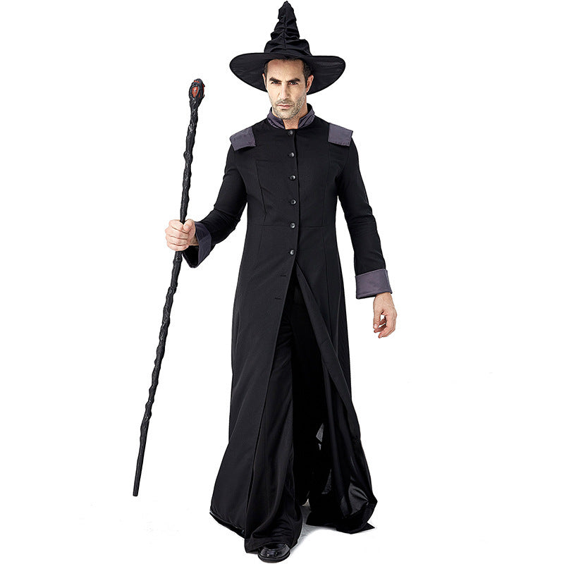 Men's magician costume with detailed symbols and elegant cape Fashion Glam