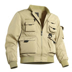 Men's Tactical Bomber Jacket in Field Look with Modular Outer Pockets and Elastic Hem Fashion Glam