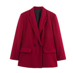 Women's Double-Breasted Blazer with Lapel Collar, Longer Oversized Cut and Flap Pockets Fashion Glam