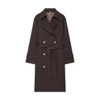 Women's Double-Breasted Trench Coat with Waist Belt and Raglan Sleeves Fashion Glam