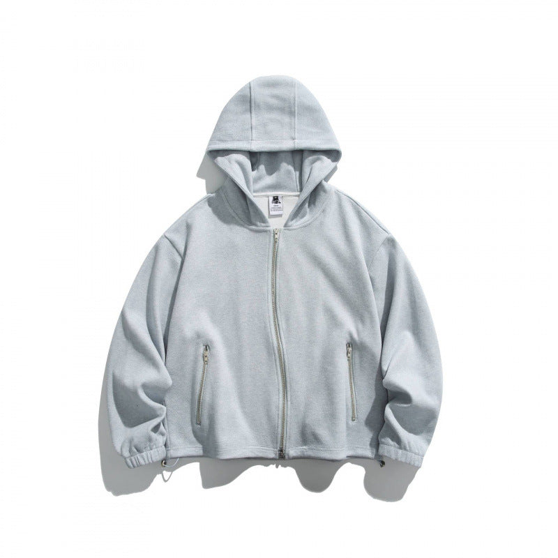 Unisex Oversize Fleece Zip Jacket with Hood, Two-Way Zipper and Adjustable Hem Fashion Glam