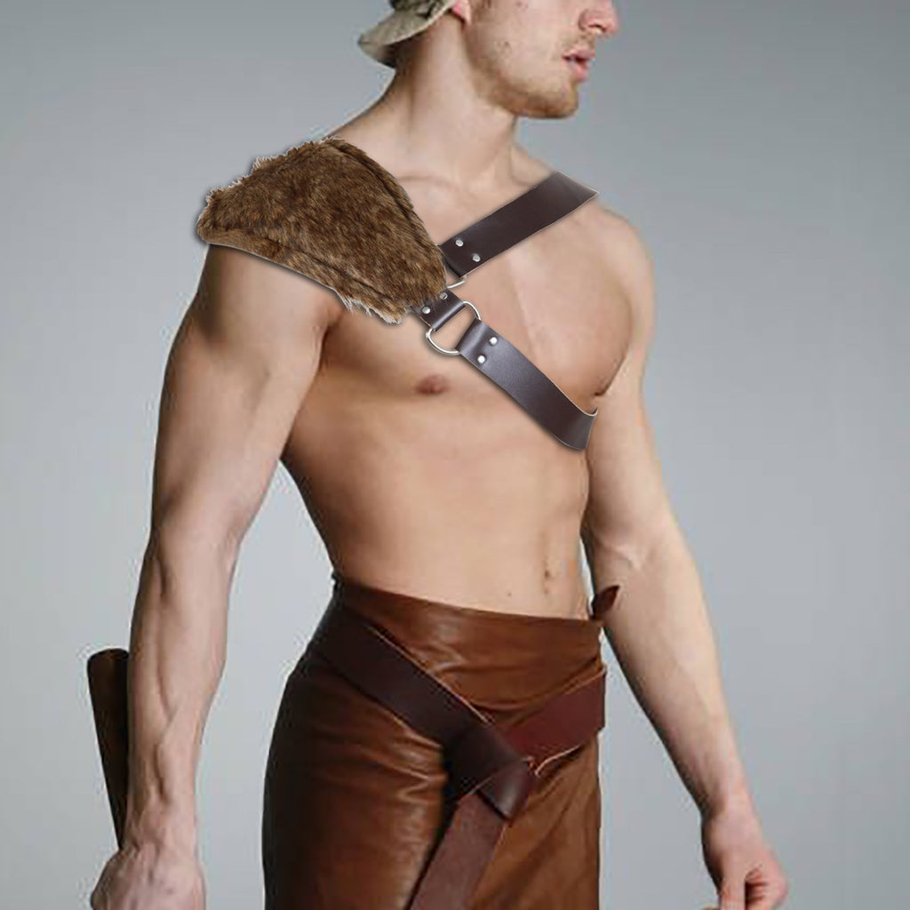 Men's shoulder strap with faux fur padding and adjustable leather strap Fashion Glam