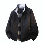 Men's structure fleece jacket with stand-up collar, contrast chest pocket and two-way zipper Fashion Glam