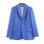 Women's Oversized Single-Breasted Blazer with Notch Lapels, Two Buttons and Flap Pockets Fashion Glam