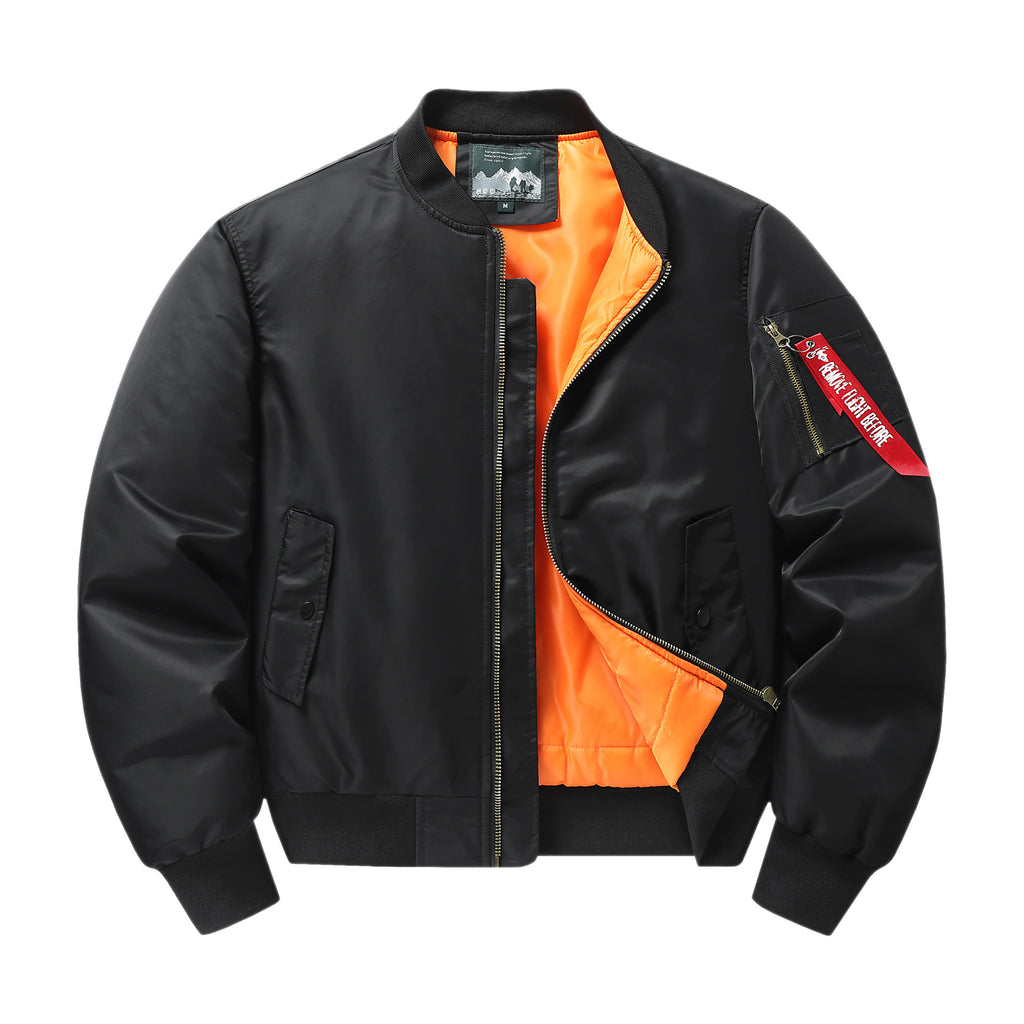 Men's pilot bomber jacket with contrast lining windproof shell and sleeve utility pocket Fashion Glam