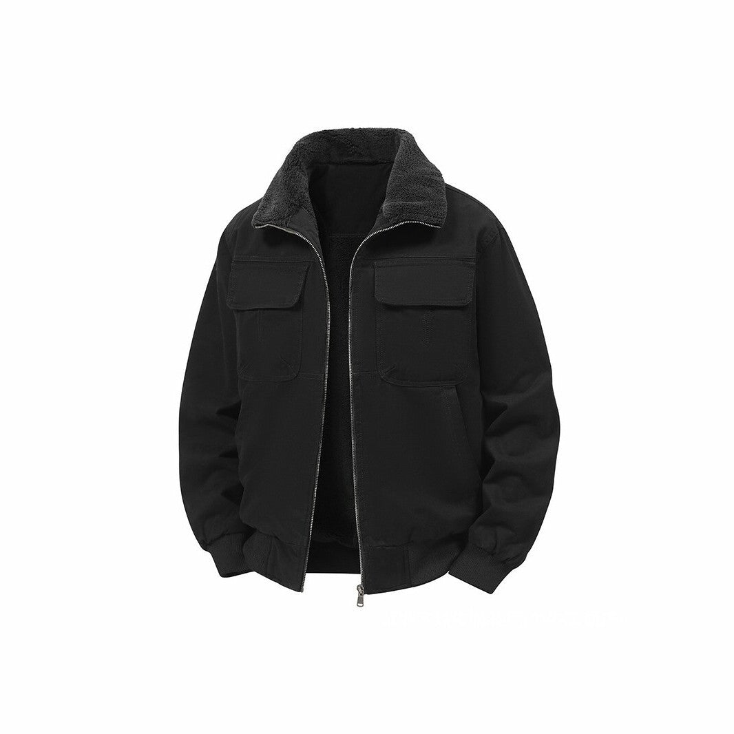 Men's thermo bomber jacket with full zip, sherpa collar, and utility pockets Fashion Glam