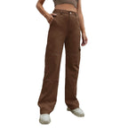 Ladies High-Waisted Utility Cargo Pants in Wide-Leg from sturdy Denim Fashion Glam