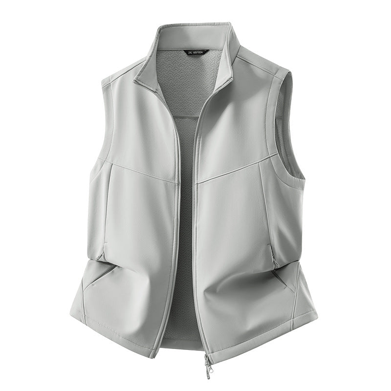 Women's Sleeveless Softshell Vest with Stand-Up Collar, Stretch Lining and Two-Way Zipper Fashion Glam