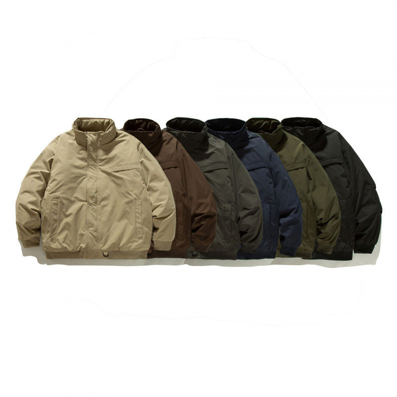 Unisex Boxy-padded transition jacket with high stand-up collar and utility pockets Fashion Glam