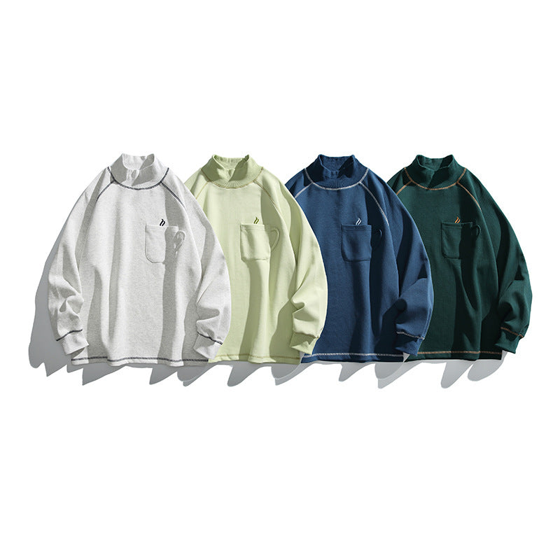 Unisex Oversize-Half-Collar Sweatshirt with Raglan Sleeves and Brust Pocket Fashion Glam
