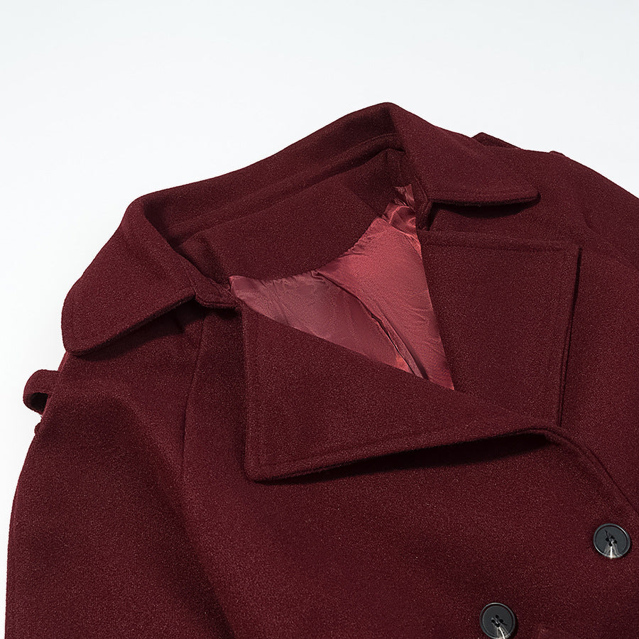 Women's Long Oversized Wool Blend Trench Coat with Wide Lapels and Adjustable Sleeve Straps Fashion Glam