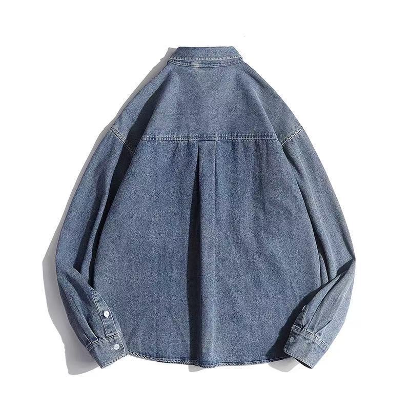 Unisex Boxy Denim Overshirt with patch chest pockets and rounded hem Fashion Glam