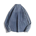 Unisex Boxy Denim Overshirt with patch chest pockets and rounded hem Fashion Glam