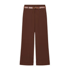 Women's High-Waisted Wide-Leg Trousers with Press Fold, Belt Loops, and Concealed Button Placket Fashion Glam