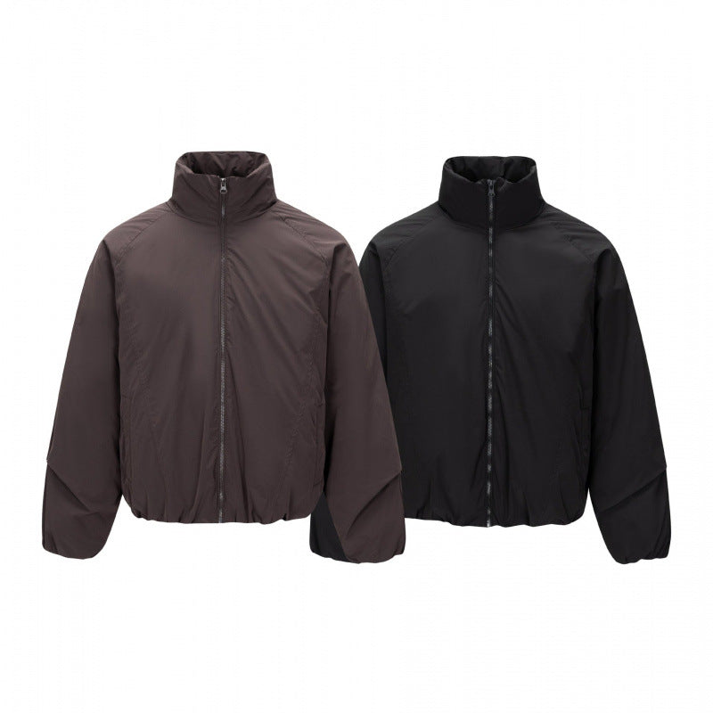 Unisex Short cut lightweight windbreaker in boxy cut with high stand-up collar and elastic hem Fashion Glam