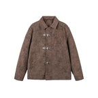 Men's short jacket made of suede imitation with metal toggle fasteners Fashion Glam