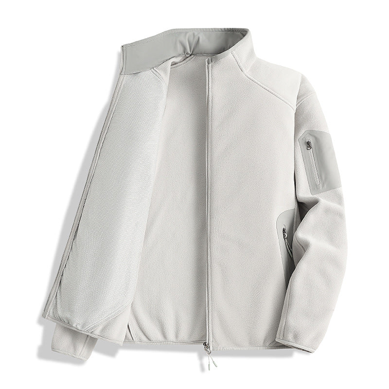 Men's fleece jacket with stand-up collar and softshell inserts Fashion Glam