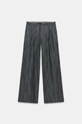 Women's Wide Leg Marlene Trousers with Pleat and Fine Pinstripe Fashion Glam