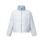 Unisex Boxy Puffer Jacket with Stand Collar in Contrast Design and Square Quilting Fashion Glam