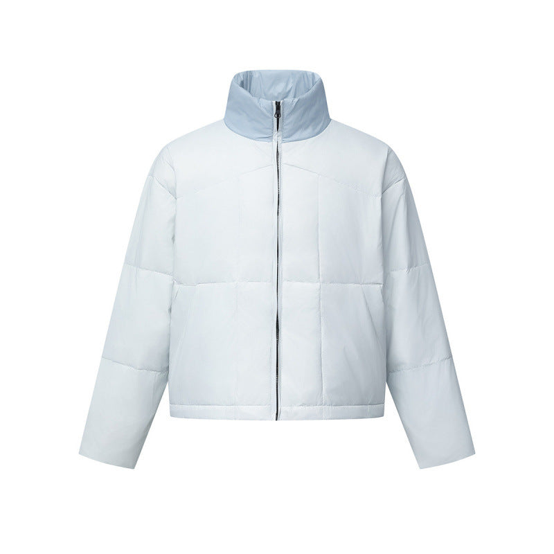 Unisex Boxy Puffer Jacket with Stand Collar in Contrast Design and Square Quilting Fashion Glam