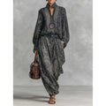Women Flowing Boho Two-Piece Set with Loose Tunic and Harem Pants in Paisley Design Fashion Glam