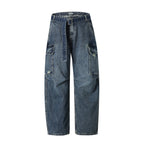 Women Cargo Jeans with High Waist, Wide Relaxed Fit and Removable Denim Belt Fashion Glam