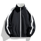 Ladies Lightweight Oversized Training Jacket with Stand-Up Collar, Contrast Stripes and Elastic Hem Fashion Glam