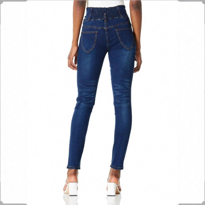 Women High-waisted Slim-Fit Sculpting Skinny Jeans with V-shape waistband and Push-up effect Fashion Glam
