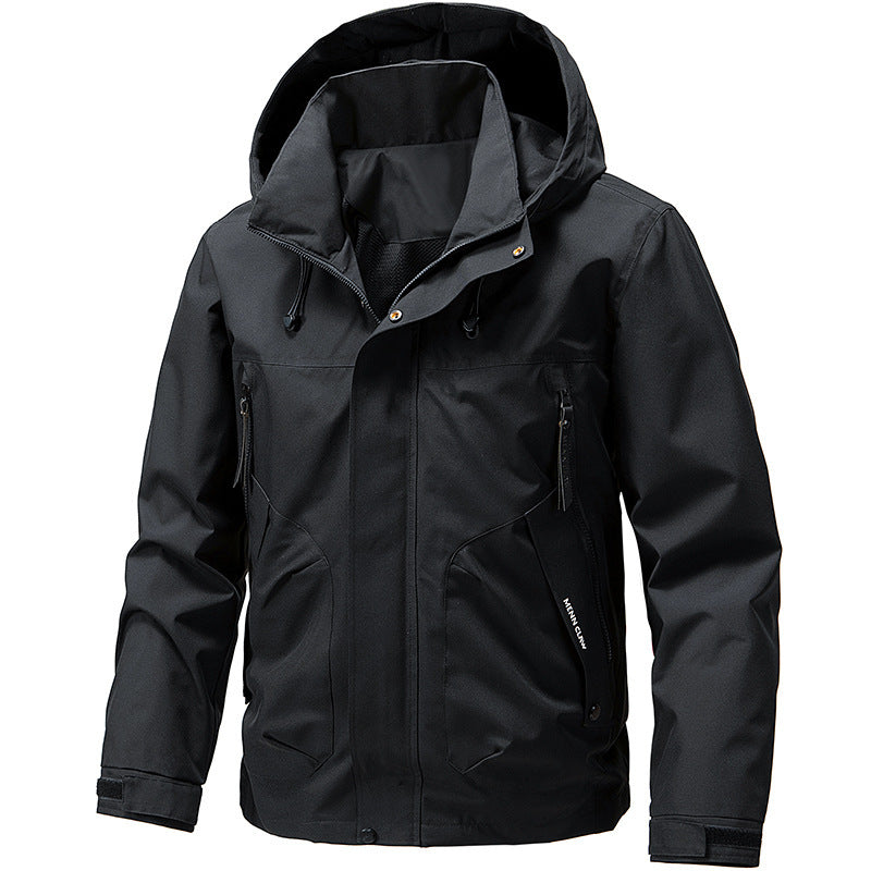Men's Breathable Softshell Outdoor Jacket with Windproof Membrane, Adjustable Hood and Zipper Pockets Fashion Glam