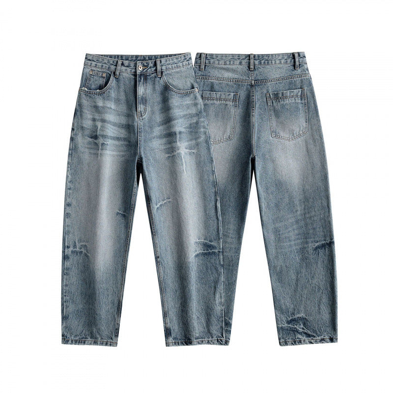 Women's Loose High-Waist Straight-Leg Vintage Jeans with Used Wash and Subtle Distressed Details Fashion Glam