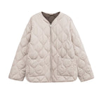 Women's quilted jacket with round quilting, button placket and V-neck Fashion Glam
