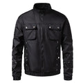 Men's Lightweight Utility Bomber Jacket with Flap Pockets, Stand-Up Collar, and Elastic Hem Fashion Glam