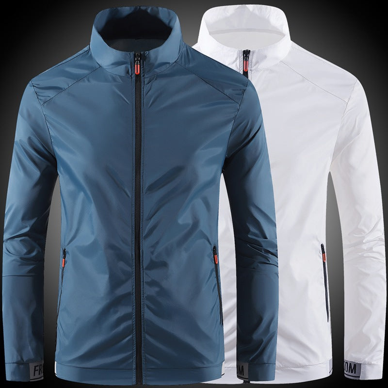 Men's nan ultralight windproof leisure jacket with stand-up collar, concealed zipper, and zippered pockets Fashion Glam