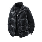 Men's Shiny Quilted Stand Collar Vest with Thermal Filling Fashion Glam