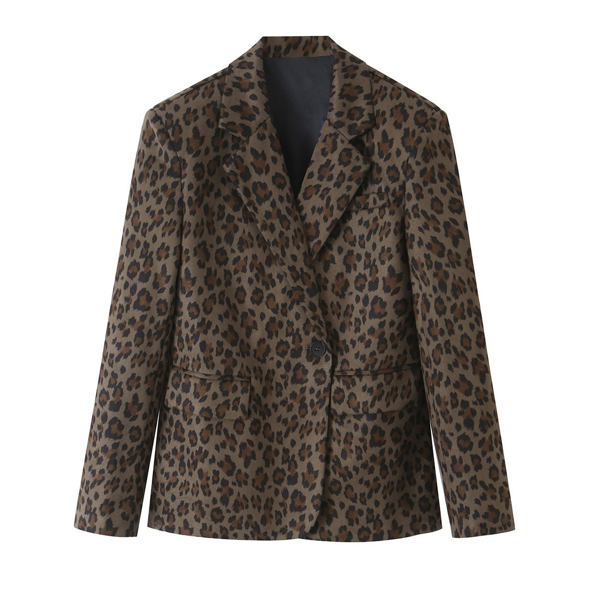 Women's Fitted Blazer in Leopard Print with Lapels and Flap Pockets Fashion Glam