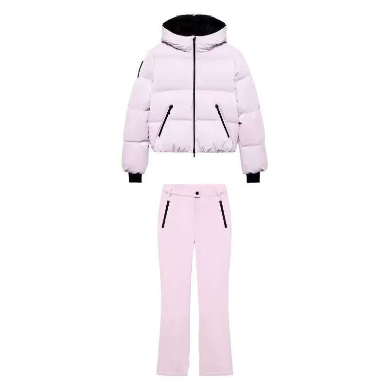 Women's short padded bomber-style hooded jacket with elastic hem and zippered pockets Fashion Glam