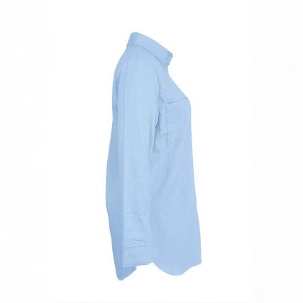 Women Oversized Denim Shirt Jacket with Patch Pockets and Casual Longline Fit Fashion Glam