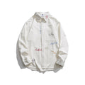 Men's Loose Button-Down Shirt with Multicolored Embroidery and Chest Pocket Fashion Glam